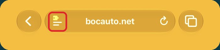 Icono del menú de página a la izquierda de la dirección, marcado en rojo